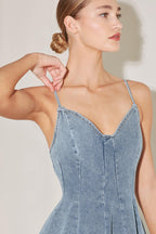 SUMMER HEARTBEAT DENIM MINI DRESS Flying Tomato