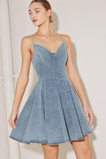 SUMMER HEARTBEAT DENIM MINI DRESS Flying Tomato