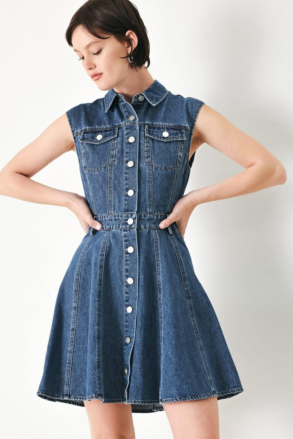 CASUAL GLAM DENIM MINI DRESS Flying Tomato