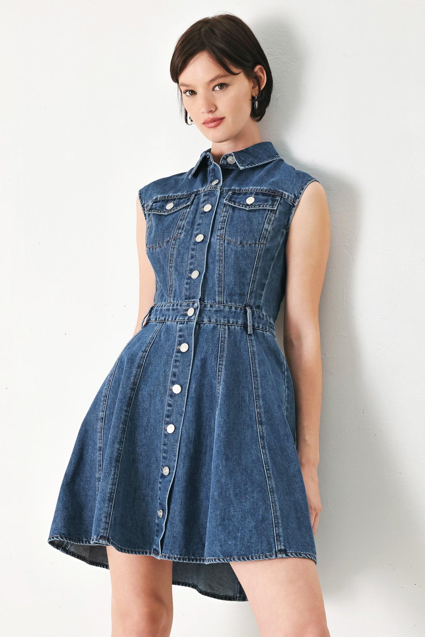 CASUAL GLAM DENIM MINI DRESS Flying Tomato
