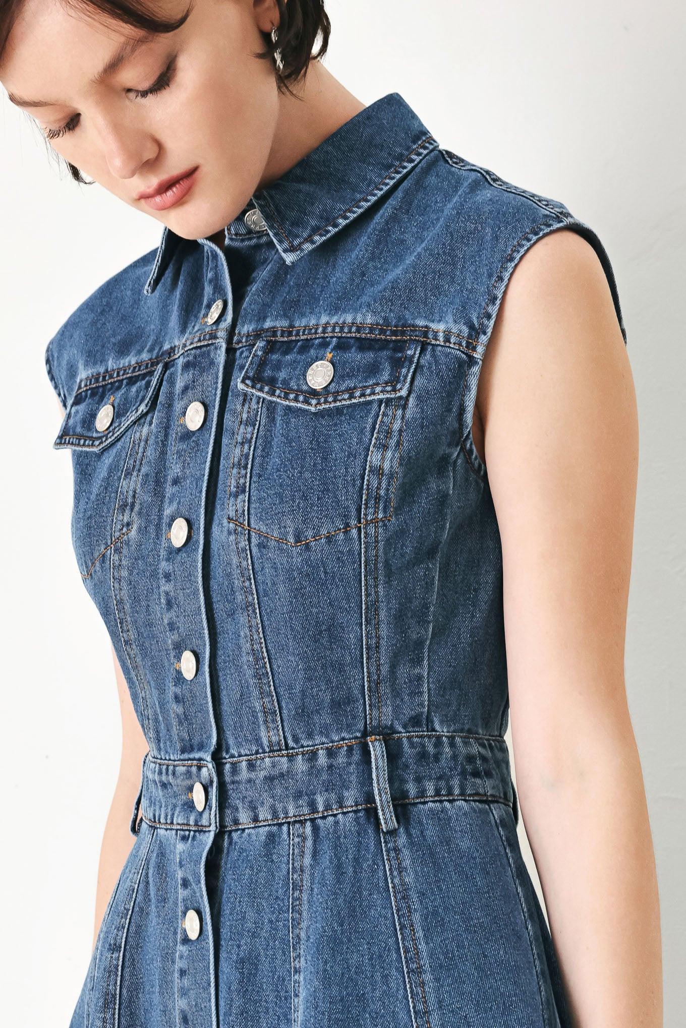 CASUAL GLAM DENIM MINI DRESS Flying Tomato