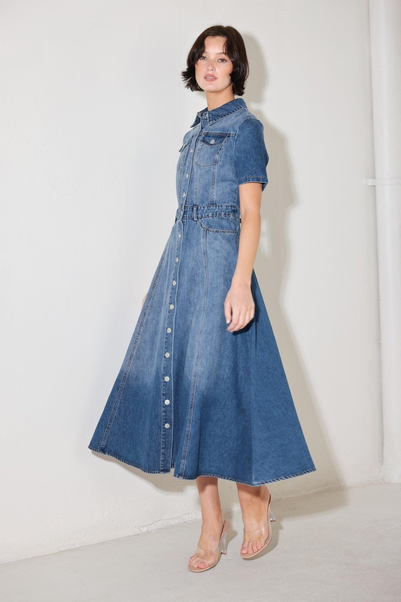 BLUEBIRD PROMENADE DENIM MIDI DRESS Flying Tomato