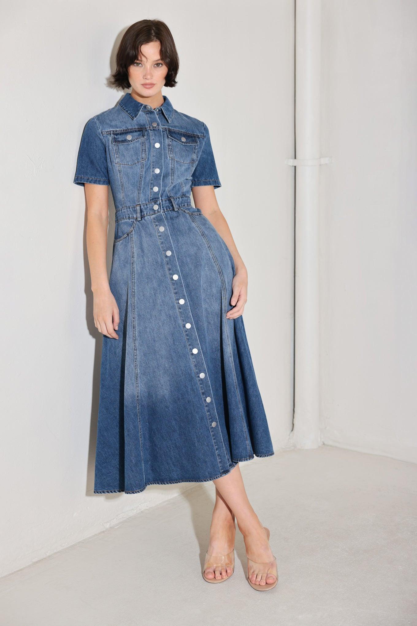 BLUEBIRD PROMENADE DENIM MIDI DRESS Flying Tomato