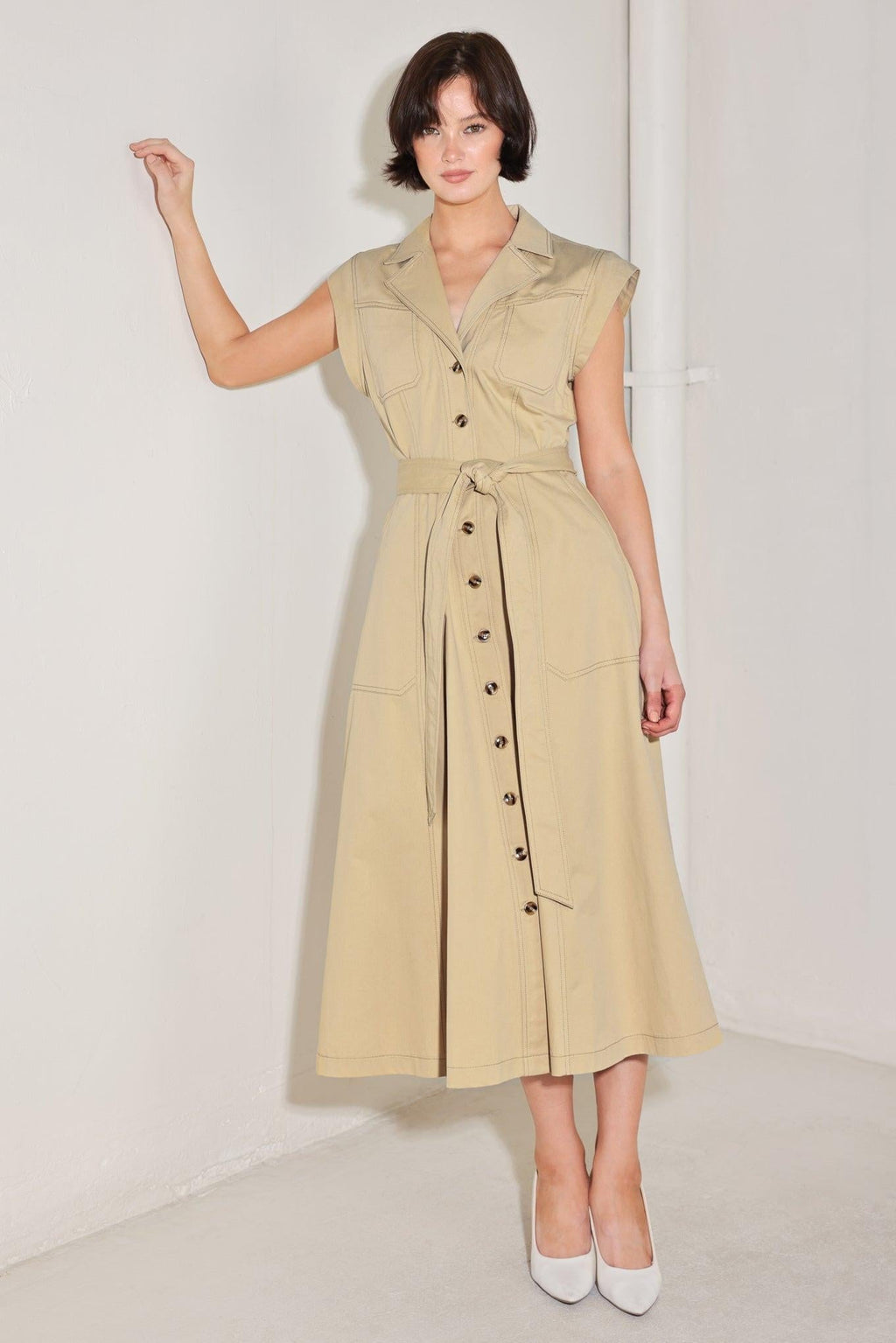 NATURAL INSTINCT WOVEN MIDI DRESS Flying Tomato