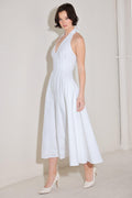 POWDER SKY HALTER WOVEN MIDI DRESS Flying Tomato
