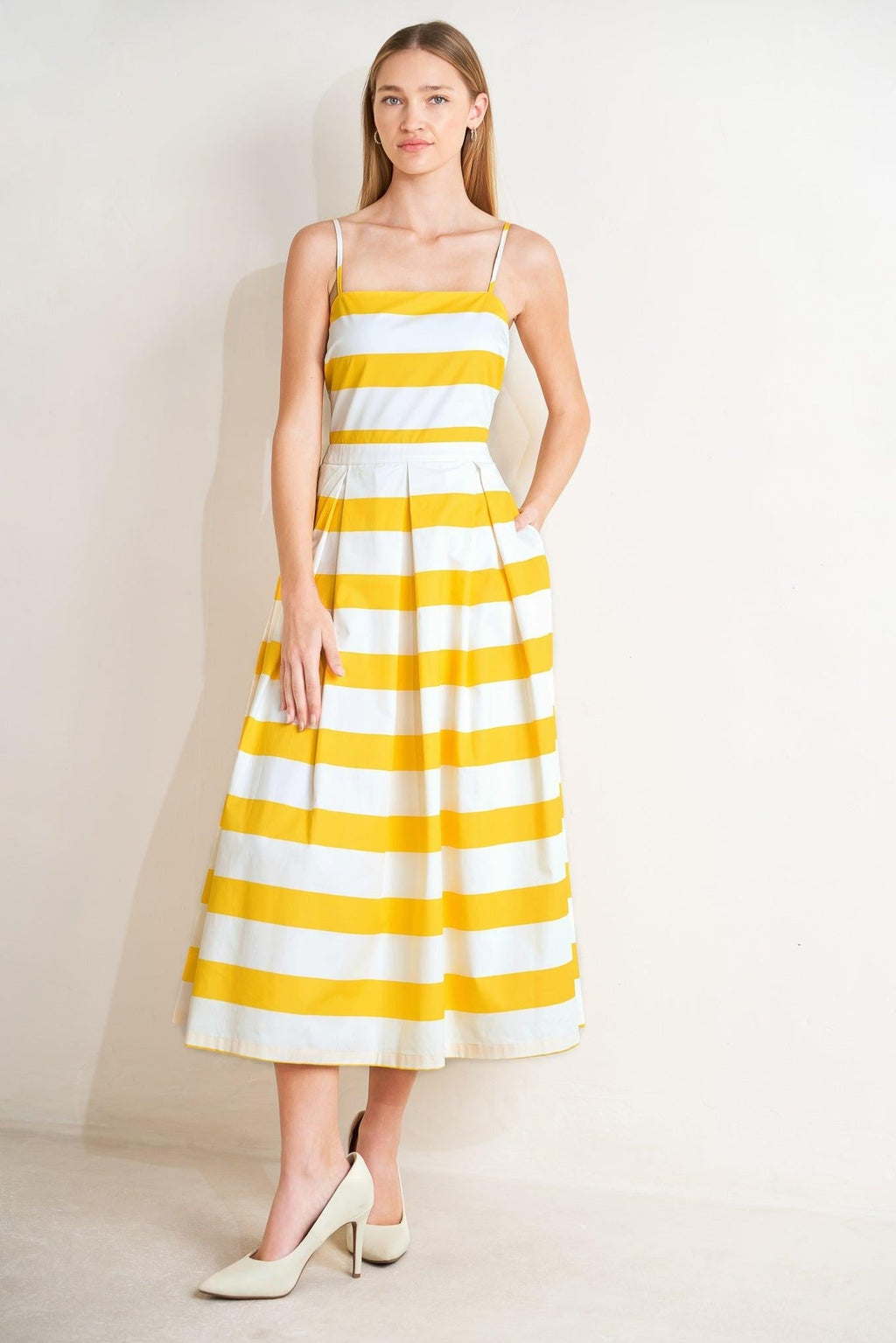HONEY GLOW WOVEN MIDI DRESS Flying Tomato