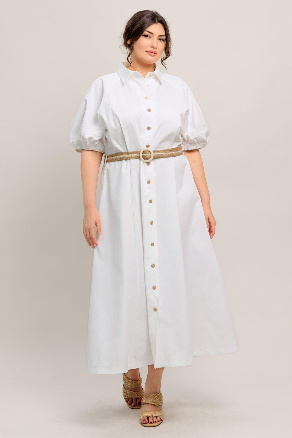 RELAXED TAILOR WOVEN MIDI DRESS Flying Tomato