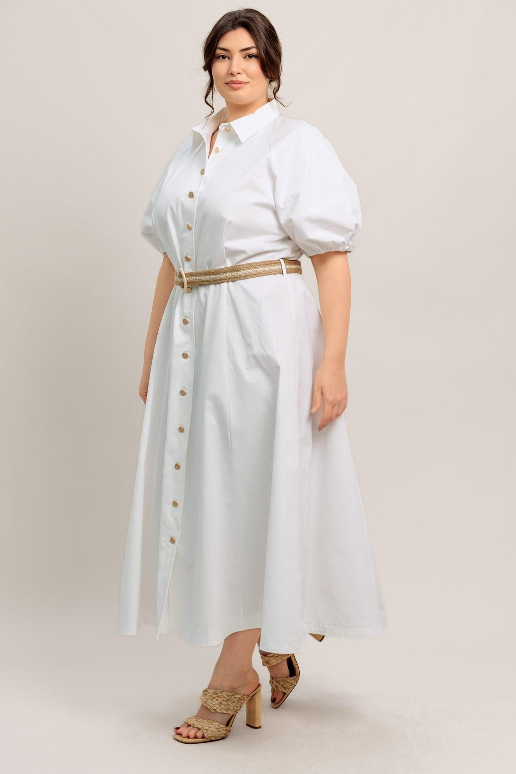 RELAXED TAILOR WOVEN MIDI DRESS Flying Tomato