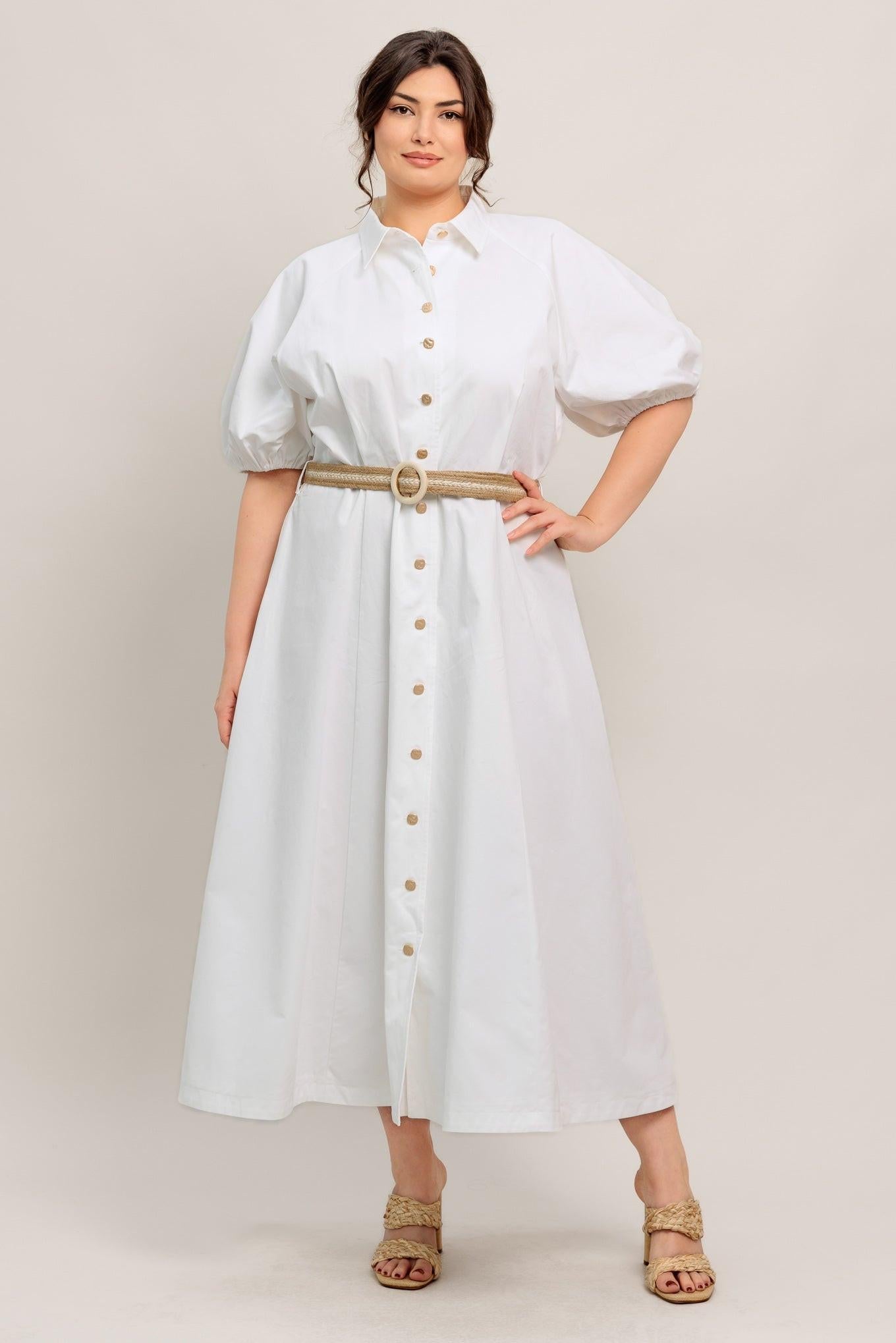 RELAXED TAILOR WOVEN MIDI DRESS Flying Tomato