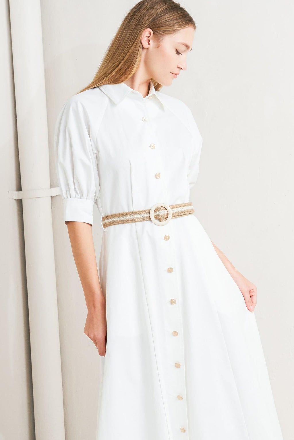 RELAXED TAILOR WOVEN MIDI DRESS Flying Tomato