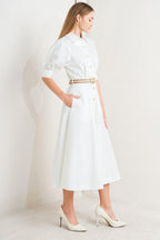 RELAXED TAILOR WOVEN MIDI DRESS Flying Tomato