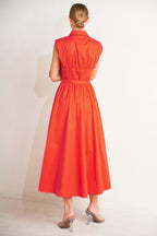 RUNWAY READY SCARLET WOVEN MIDI DRESS Flying Tomato