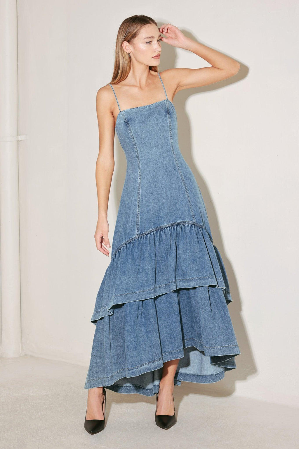 RUNWAY REBEL DENIM MIDI DRESS Flying Tomato