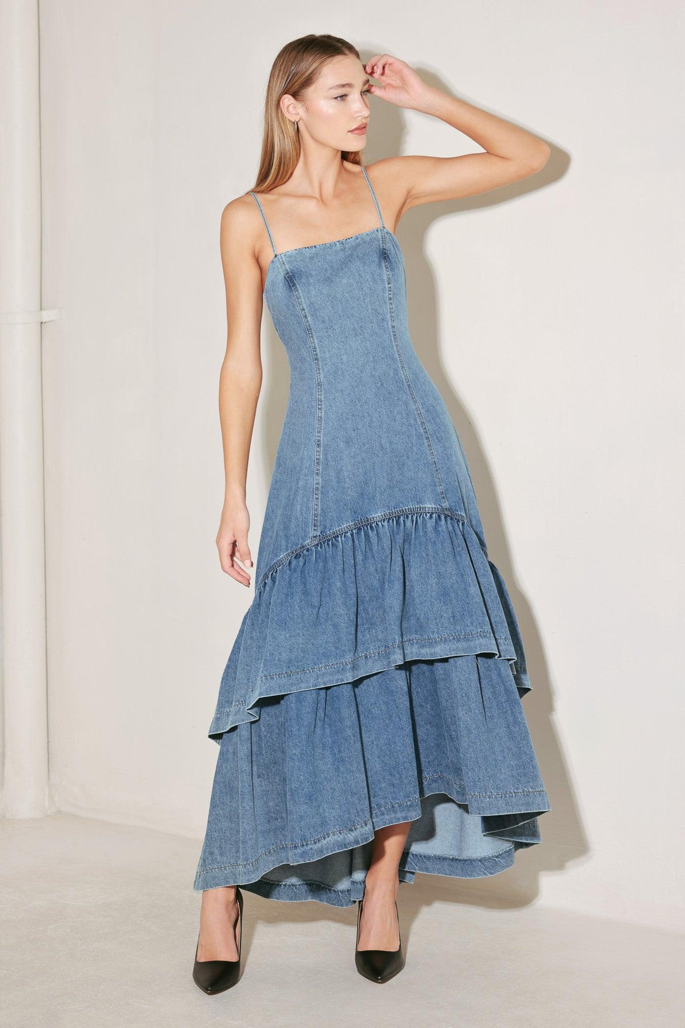 RUNWAY REBEL DENIM MIDI DRESS Flying Tomato