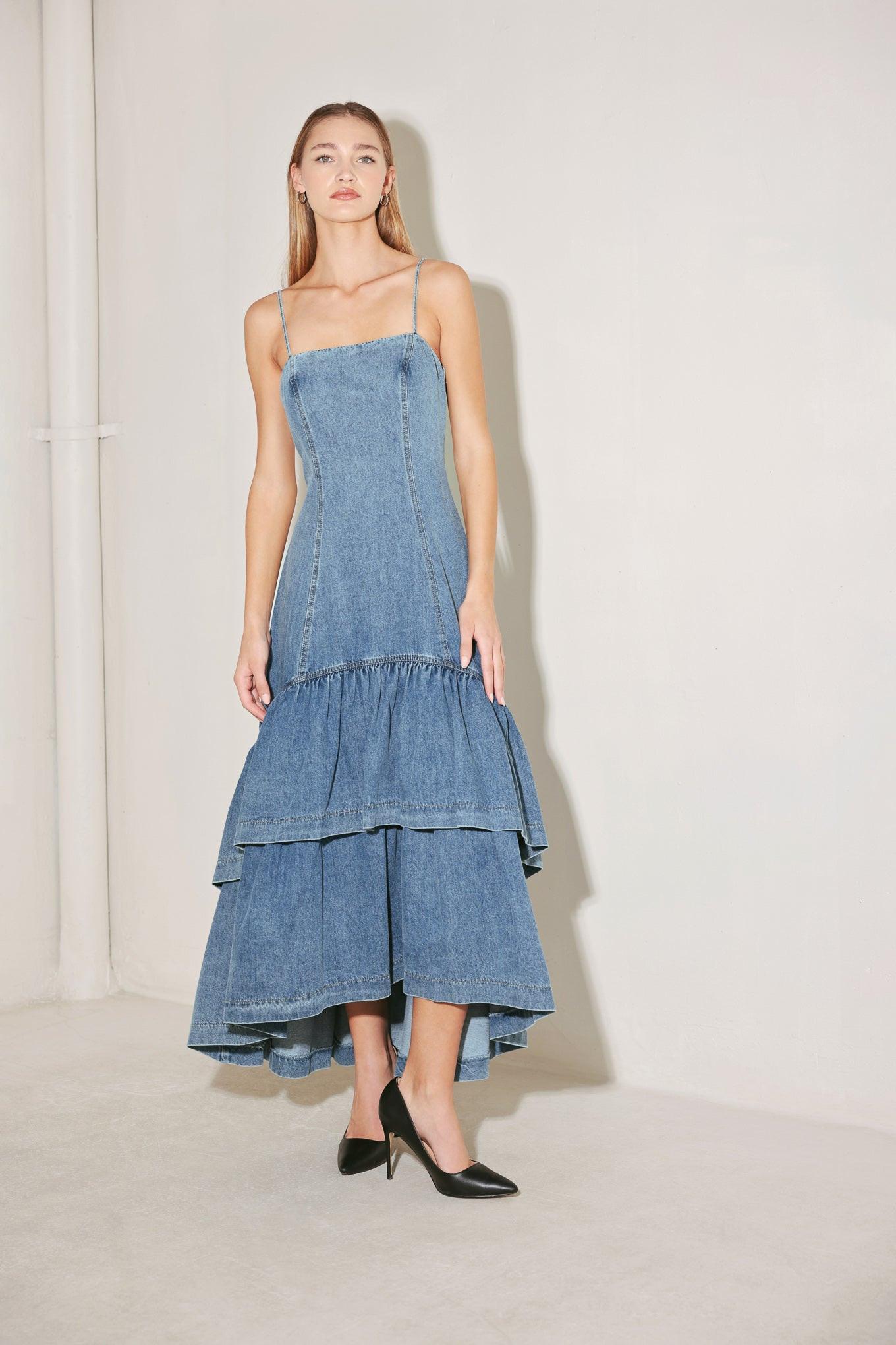 RUNWAY REBEL DENIM MIDI DRESS Flying Tomato