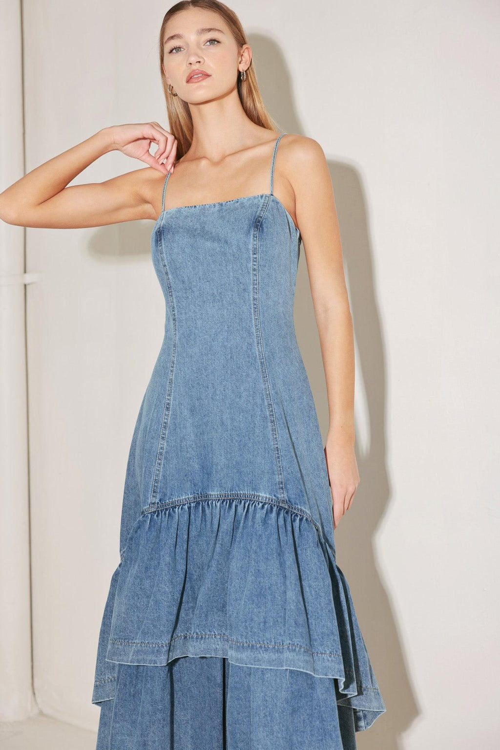 RUNWAY REBEL DENIM MIDI DRESS Flying Tomato