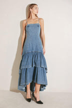 RUNWAY REBEL DENIM MIDI DRESS Flying Tomato