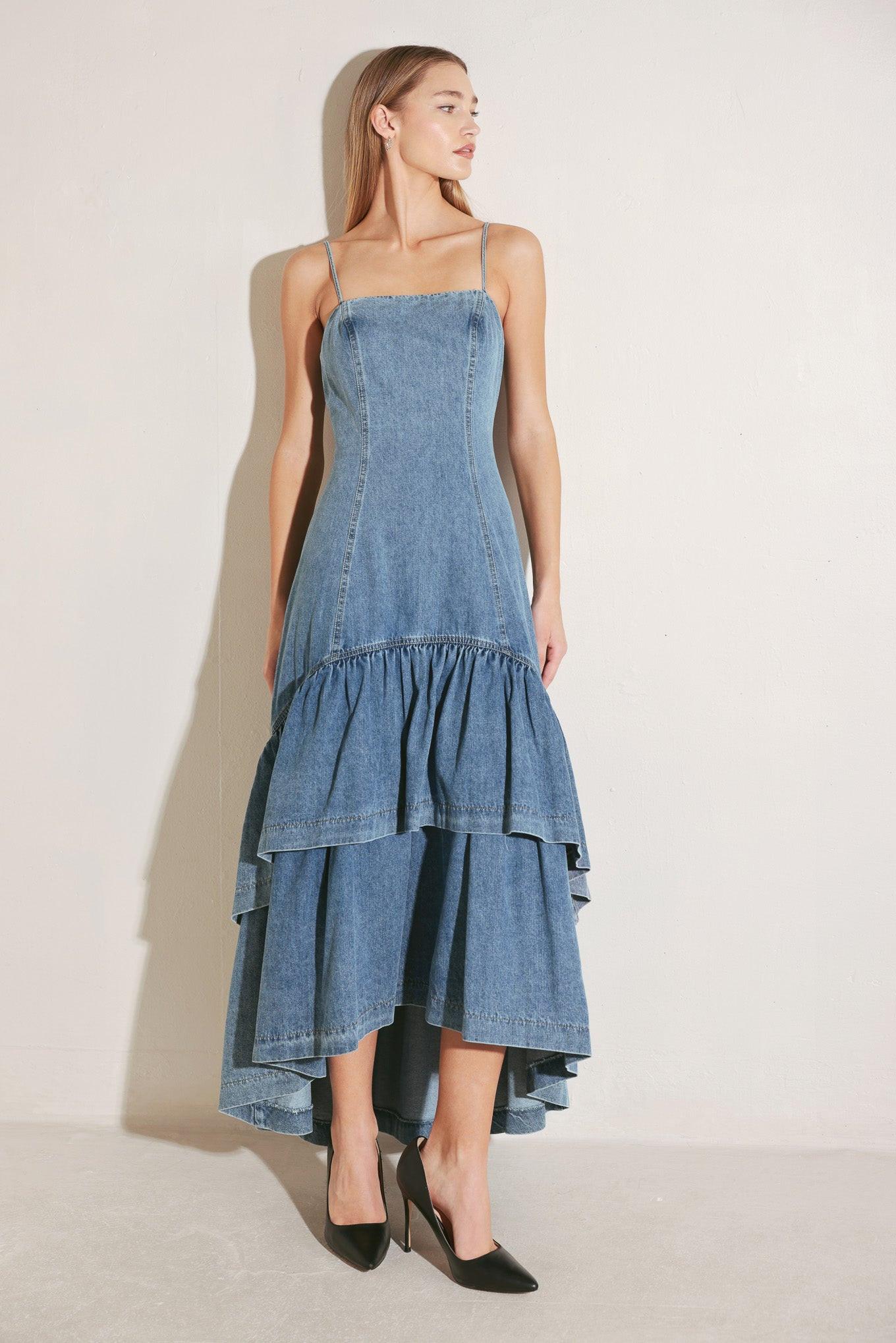 RUNWAY REBEL DENIM MIDI DRESS Flying Tomato