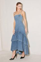 RUNWAY REBEL DENIM MIDI DRESS Flying Tomato