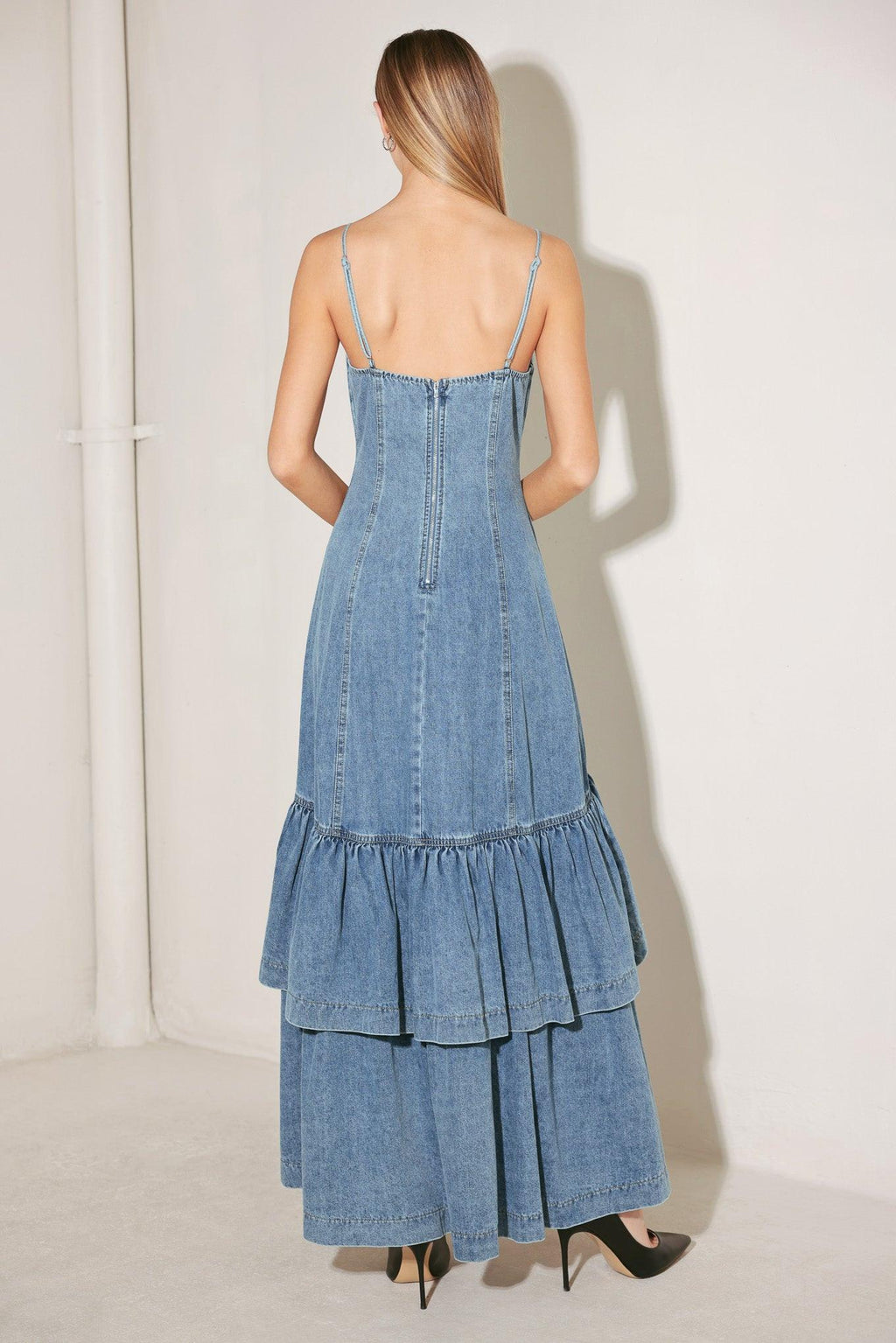 RUNWAY REBEL DENIM MIDI DRESS Flying Tomato