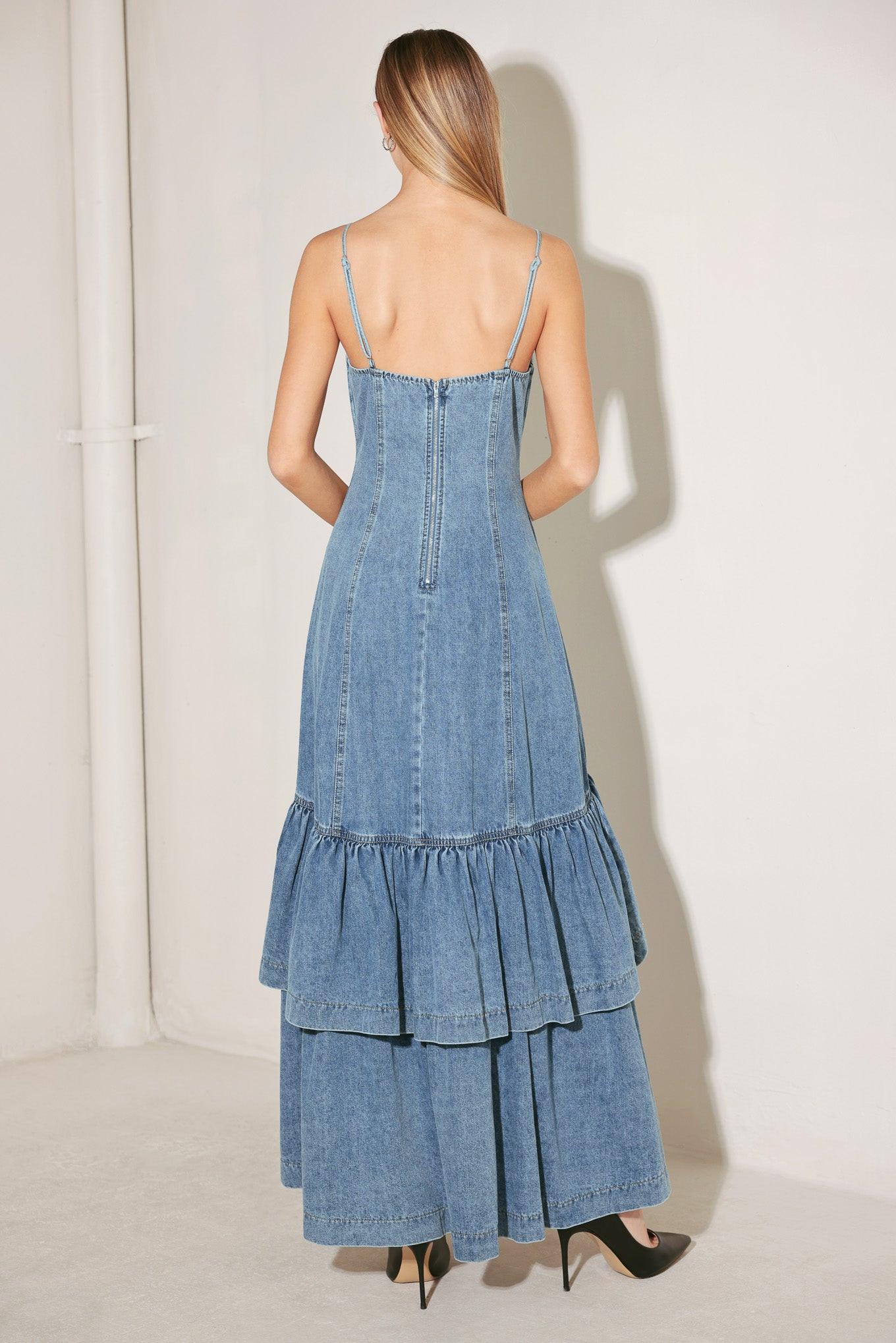 RUNWAY REBEL DENIM MIDI DRESS Flying Tomato