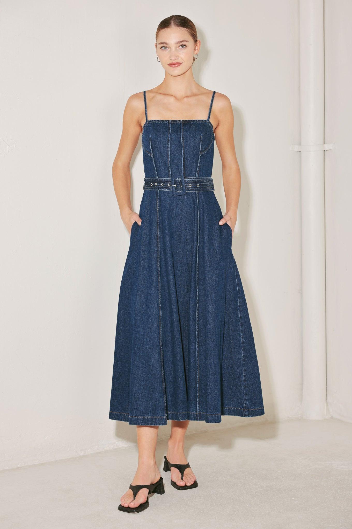 UNDERSTATED ICON DENIM MIDI DRESS Flying Tomato