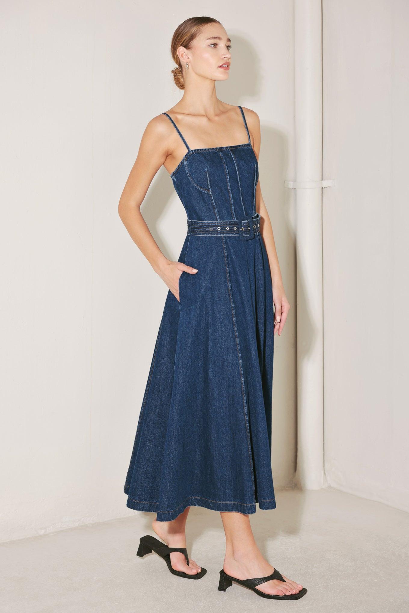 UNDERSTATED ICON DENIM MIDI DRESS Flying Tomato