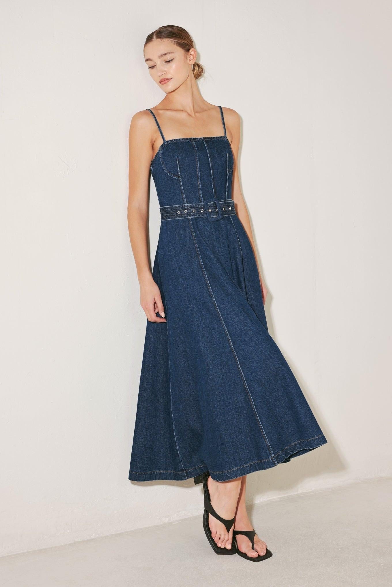 UNDERSTATED ICON DENIM MIDI DRESS Flying Tomato