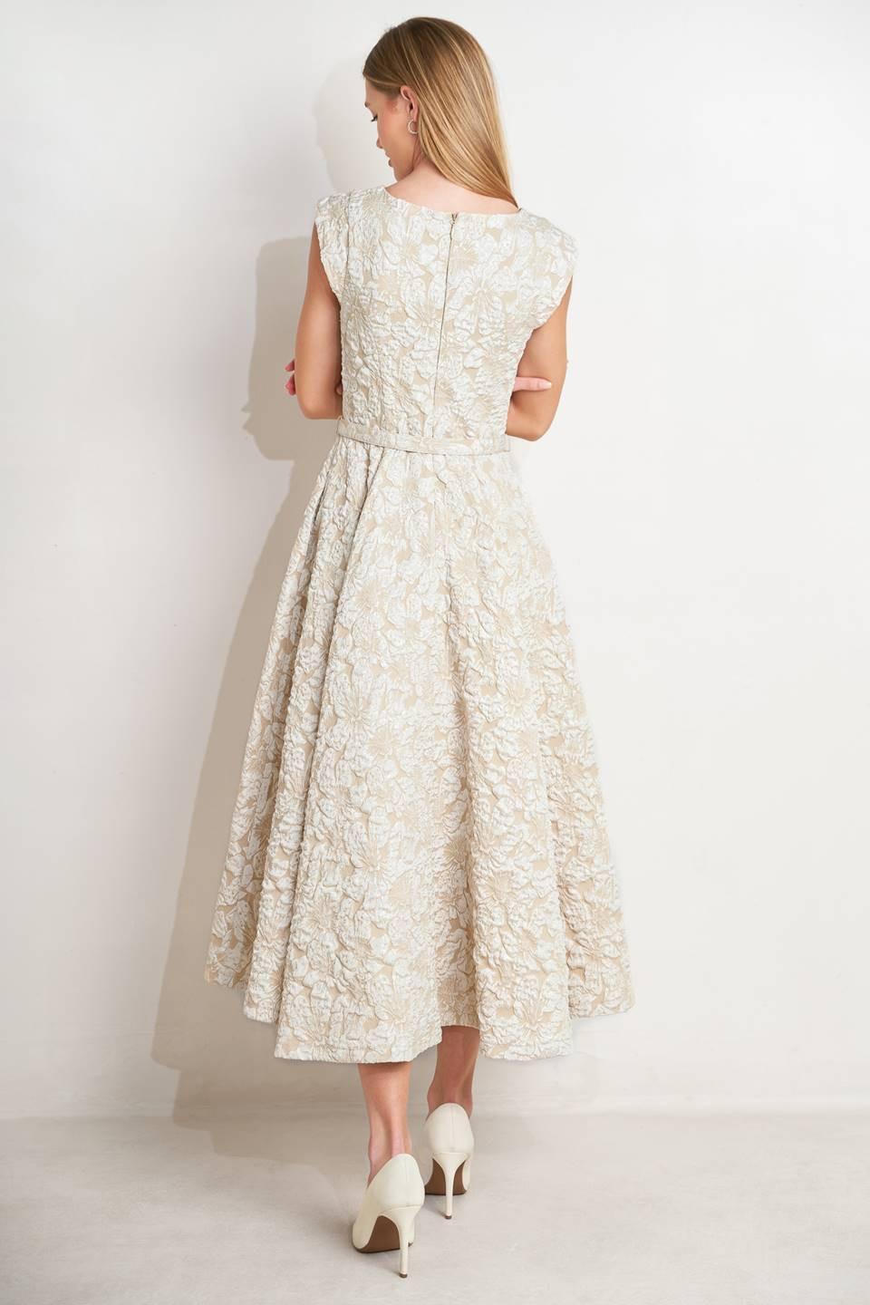 [PREORDER] STATEMENT IN IVORY WOVEN MIDI DRESS Flying Tomato