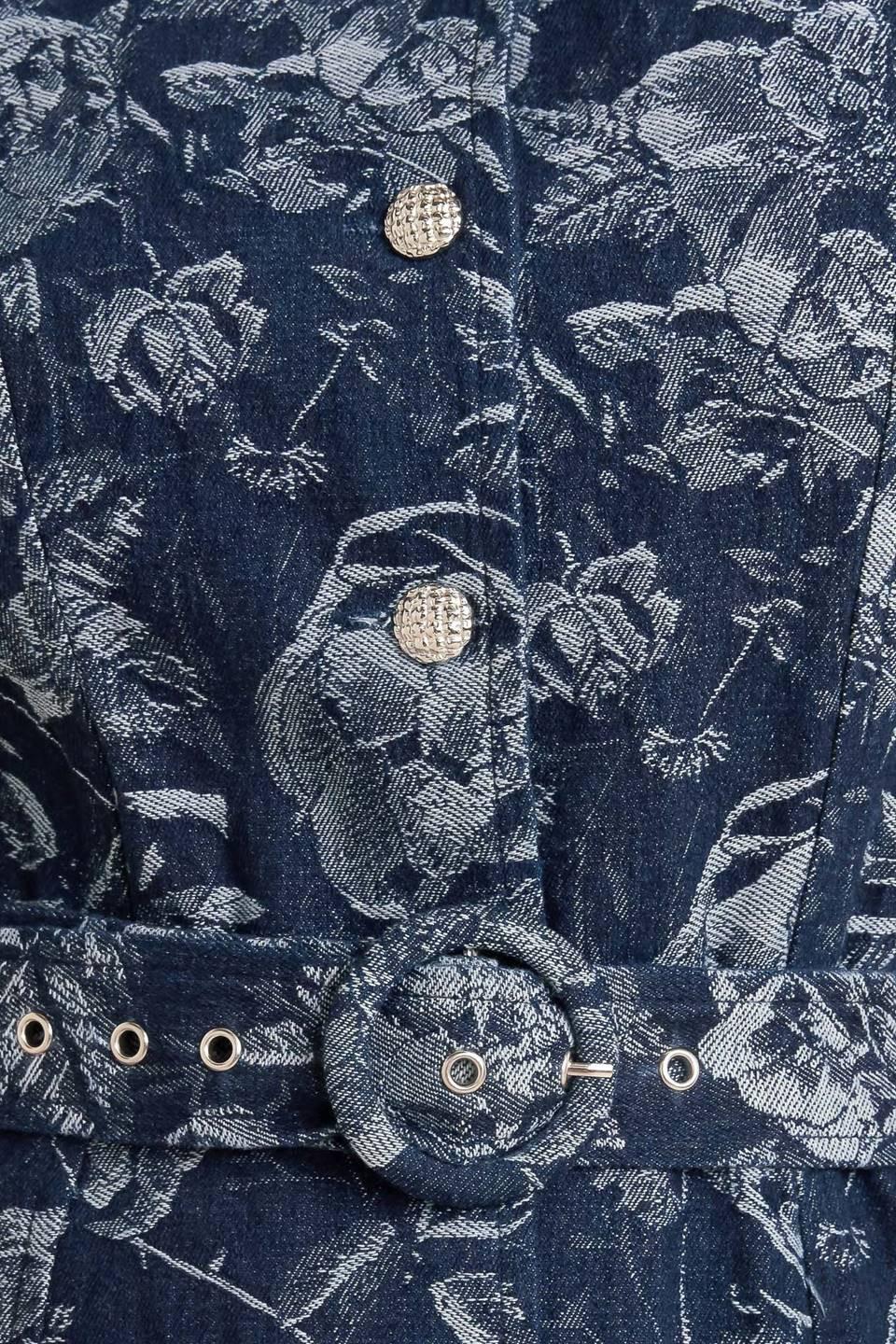 DARK BLOOM JACQUARD DENIM MIDI DRESS Flying Tomato