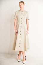 COMMAND THE ROOM WOVEN MIDI DRESS Flying Tomato