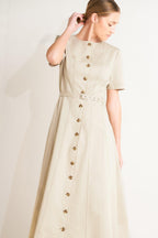 COMMAND THE ROOM WOVEN MIDI DRESS Flying Tomato