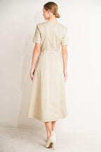 COMMAND THE ROOM WOVEN MIDI DRESS Flying Tomato
