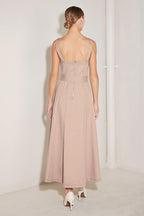 ELEVATED NEUTRAL BLUSH WOVEN MIDI DRESS Flying Tomato