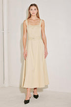 ELEVATED NEUTRAL WOVEN MIDI DRESS Flying Tomato