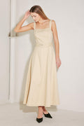 ELEVATED NEUTRAL WOVEN MIDI DRESS Flying Tomato