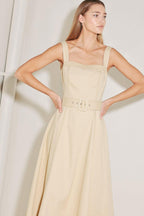ELEVATED NEUTRAL WOVEN MIDI DRESS Flying Tomato