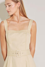 ELEVATED NEUTRAL WOVEN MIDI DRESS Flying Tomato
