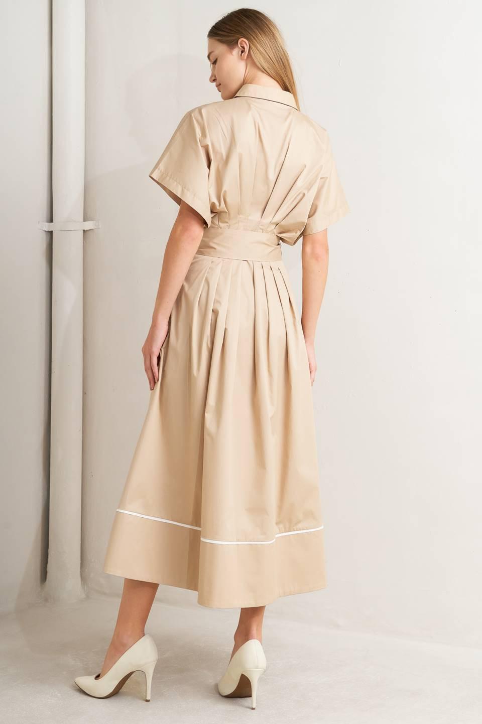 CATCH YOU LATER KHAKI WOVEN MIDI DRESS Flying Tomato