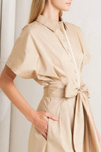 CATCH YOU LATER KHAKI WOVEN MIDI DRESS Flying Tomato