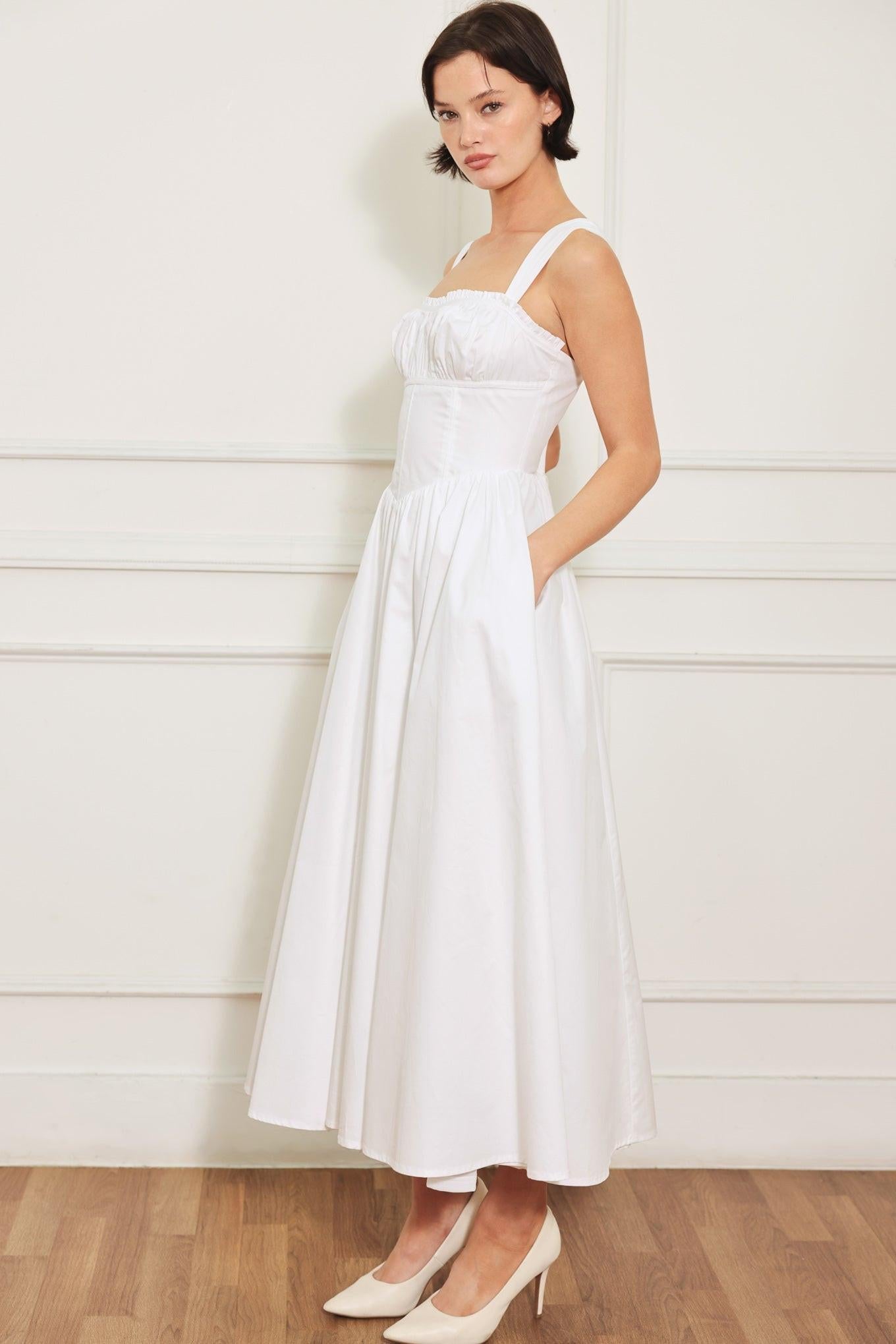 SWEETHEART SERENADE WOVEN MIDI DRESS Flying Tomato