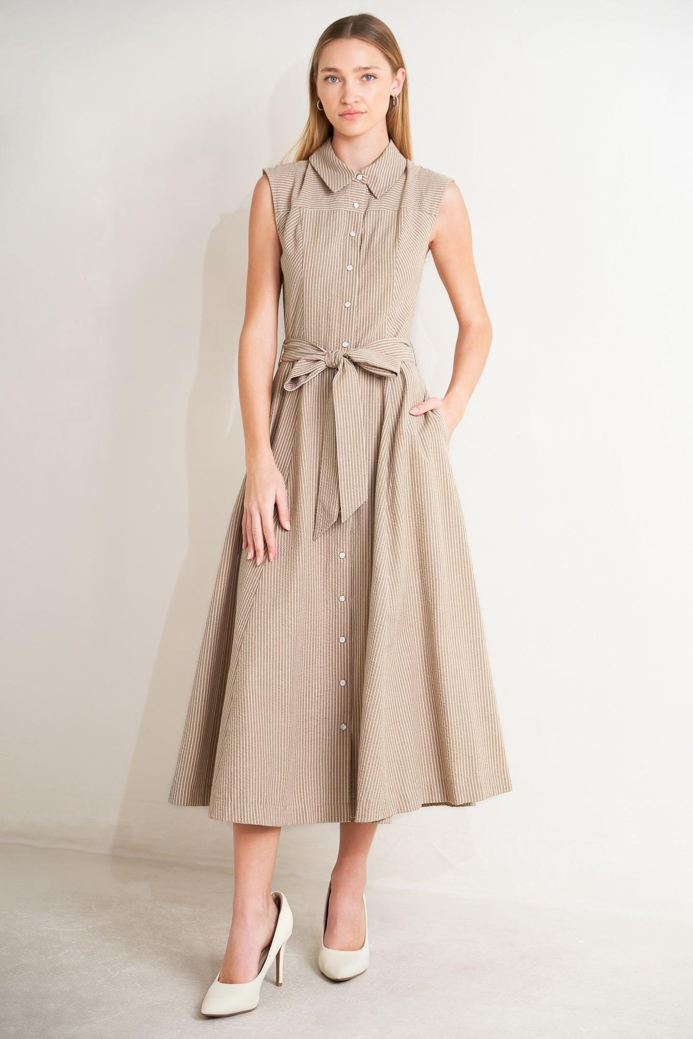 CAFE AU LAIT WOVEN MIDI DRESS Flying Tomato