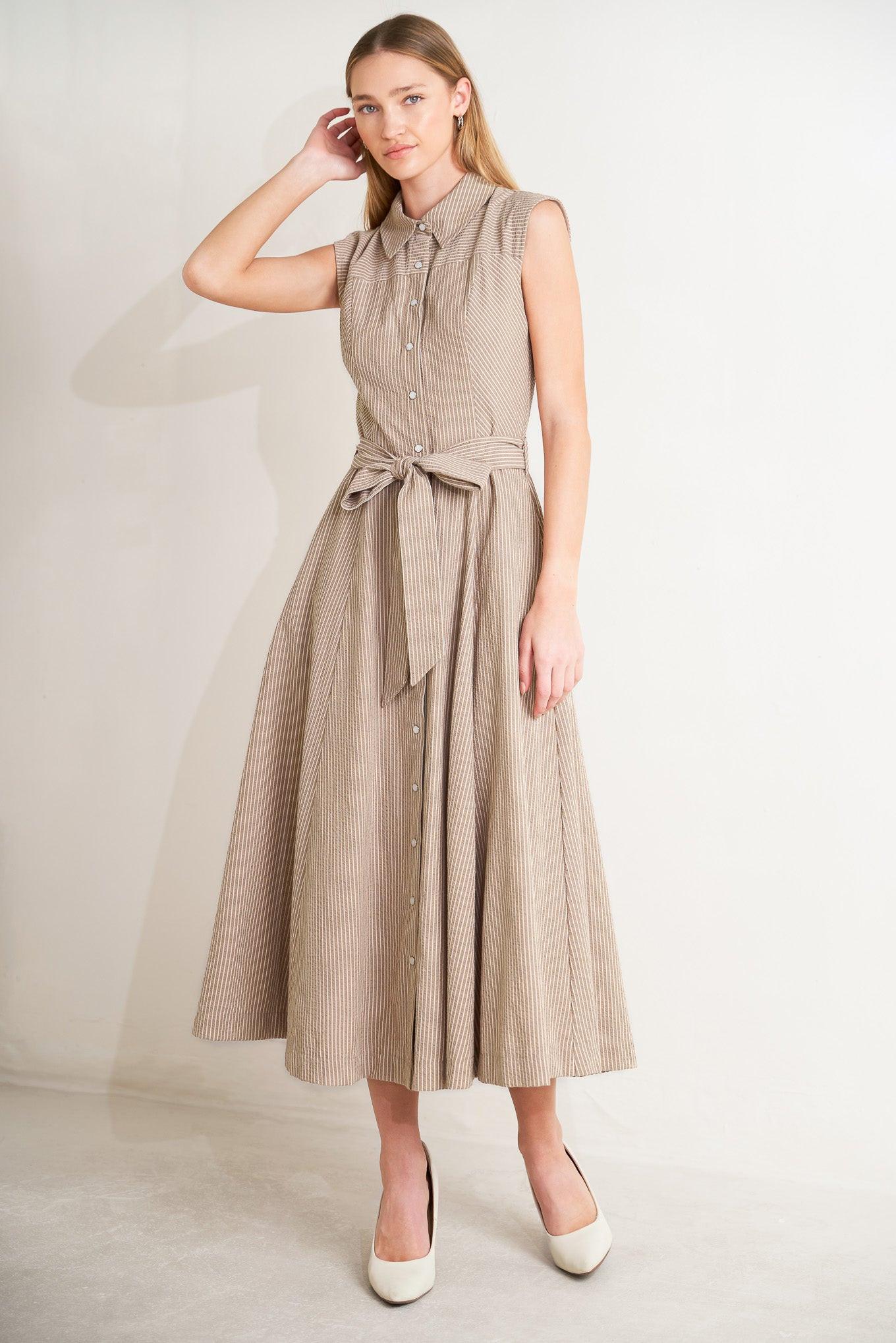 CAFE AU LAIT WOVEN MIDI DRESS Flying Tomato