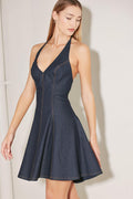 DARK WAVE DENIM MINI DRESS Flying Tomato