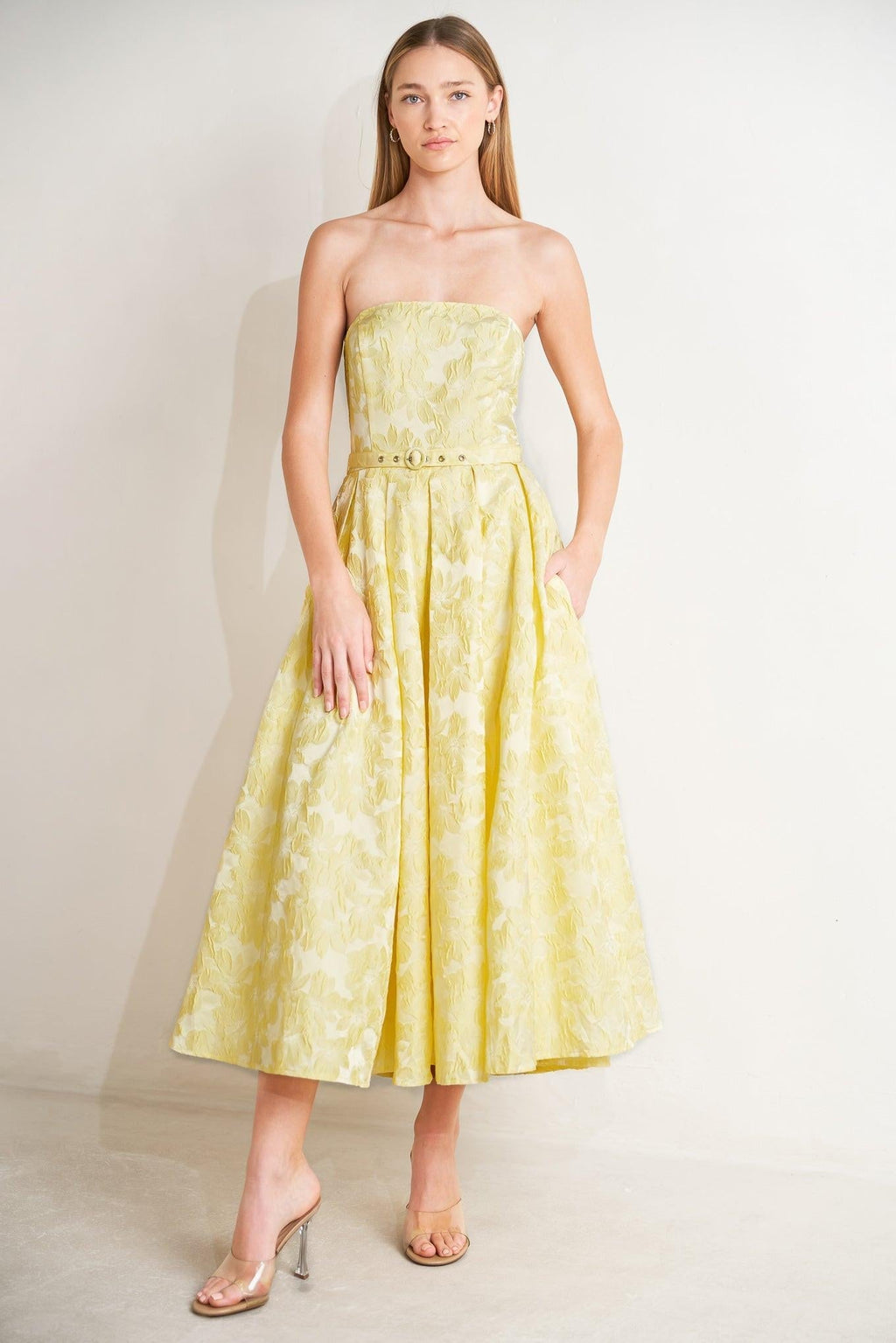BUTTERCUP BLOOM WOVEN MIDI DRESS Flying Tomato