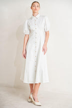SWEET SOPHISTICATION WOVEN MIDI DRESS Flying Tomato