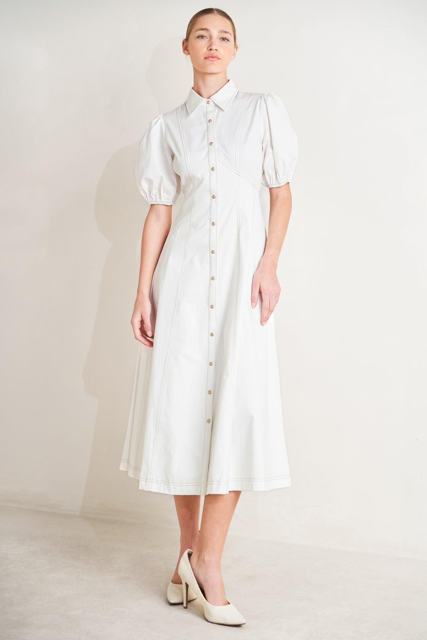 SWEET SOPHISTICATION WOVEN MIDI DRESS Flying Tomato