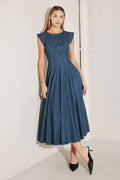TIMELESS BLUE FORM DENIM MIDI DRESS Flying Tomato