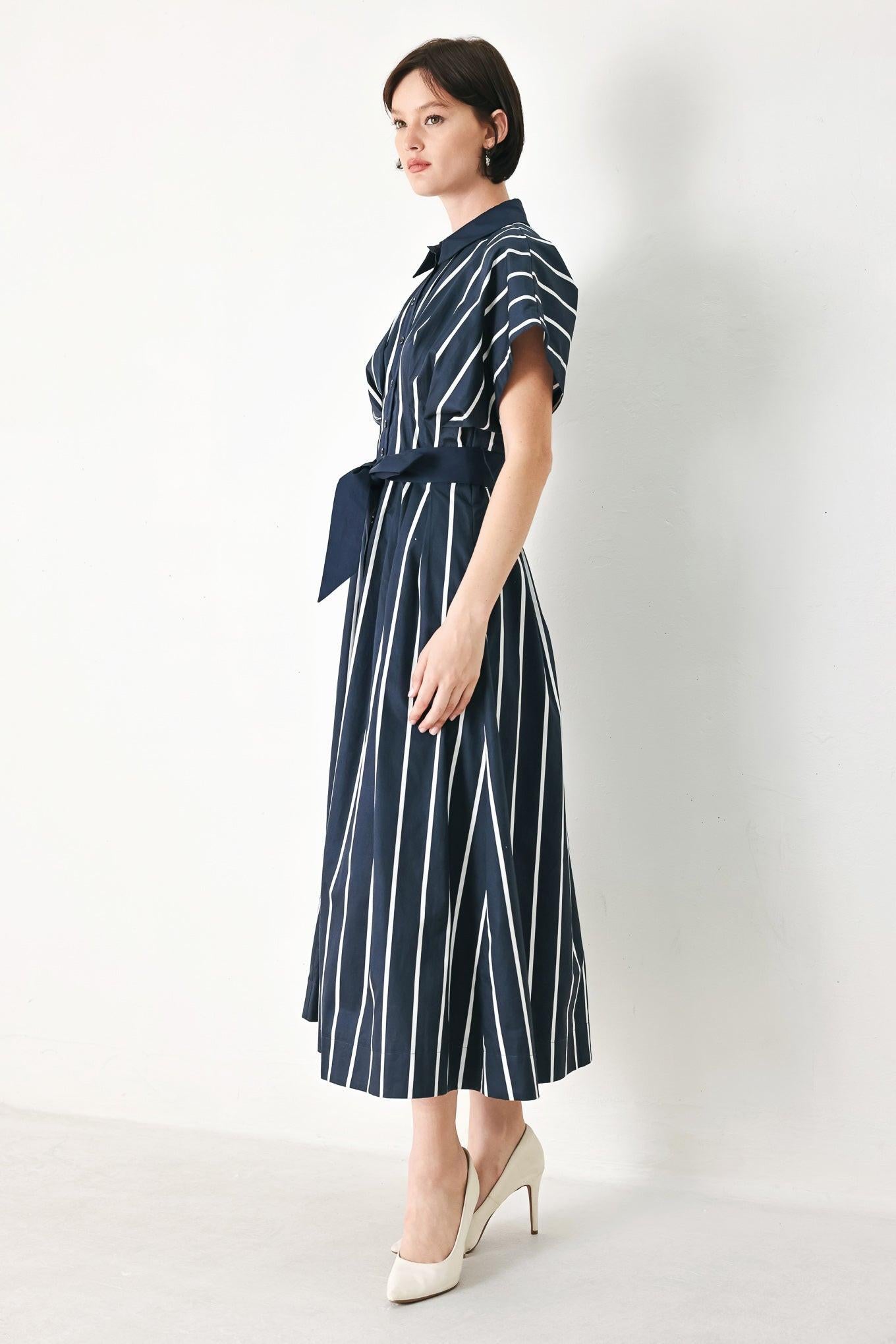 [PREORDER] PINSTRIPE STORY WOVEN MIDI DRESS Flying Tomato