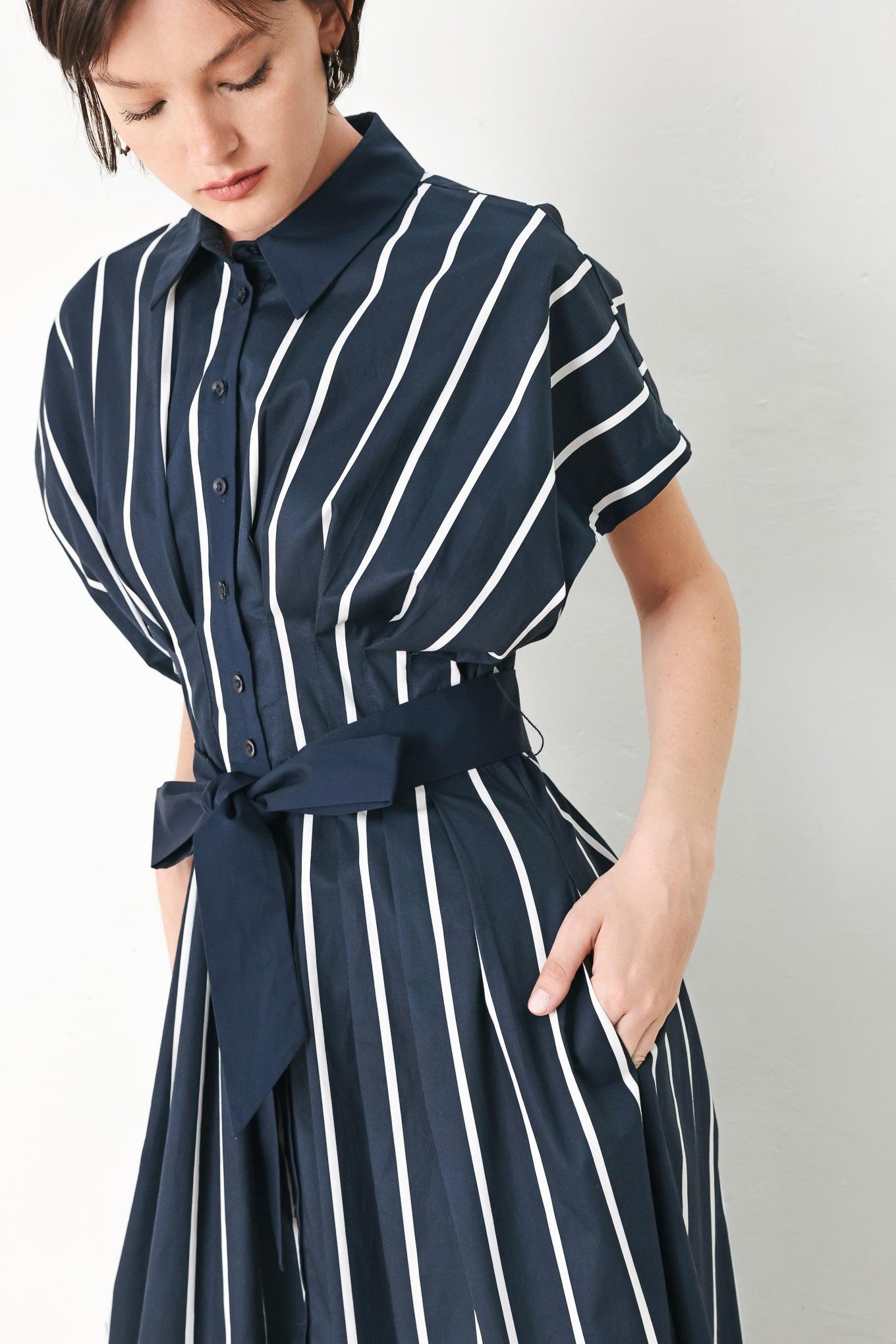 [PREORDER] PINSTRIPE STORY WOVEN MIDI DRESS Flying Tomato
